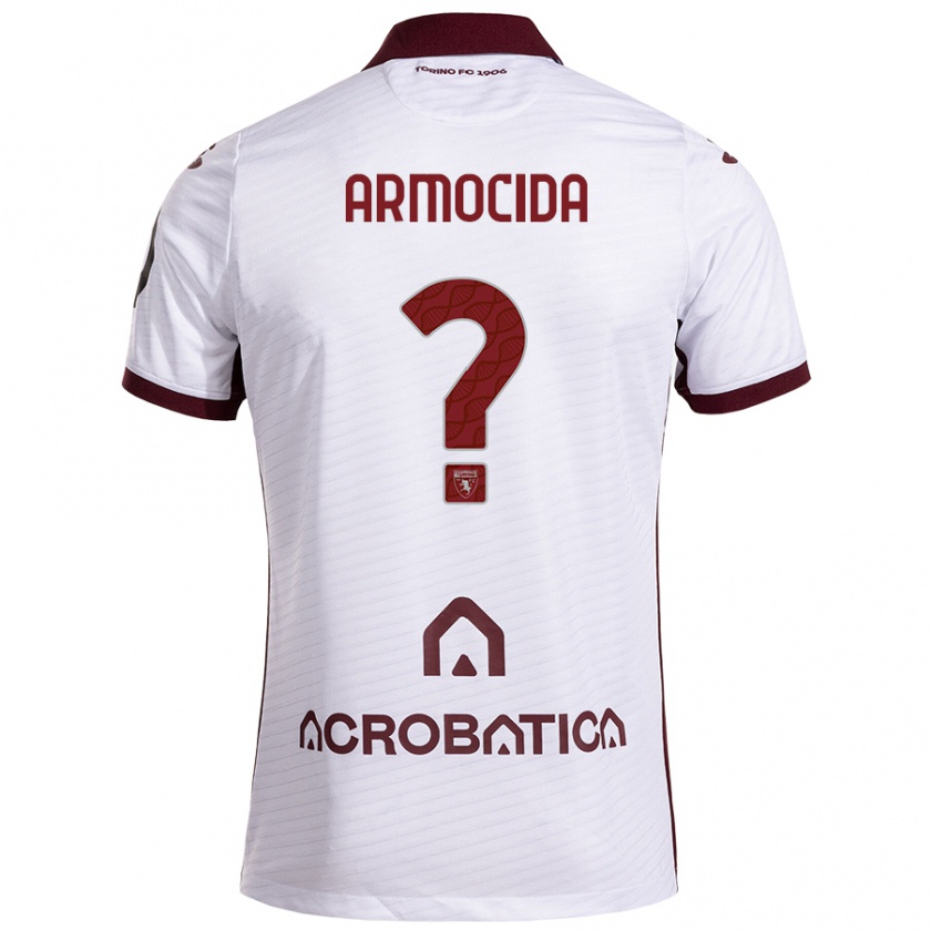 Kandiny Niño Camiseta Simone Armocida #0 Blanco Granate 2ª Equipación 2024/25 La Camisa Chile