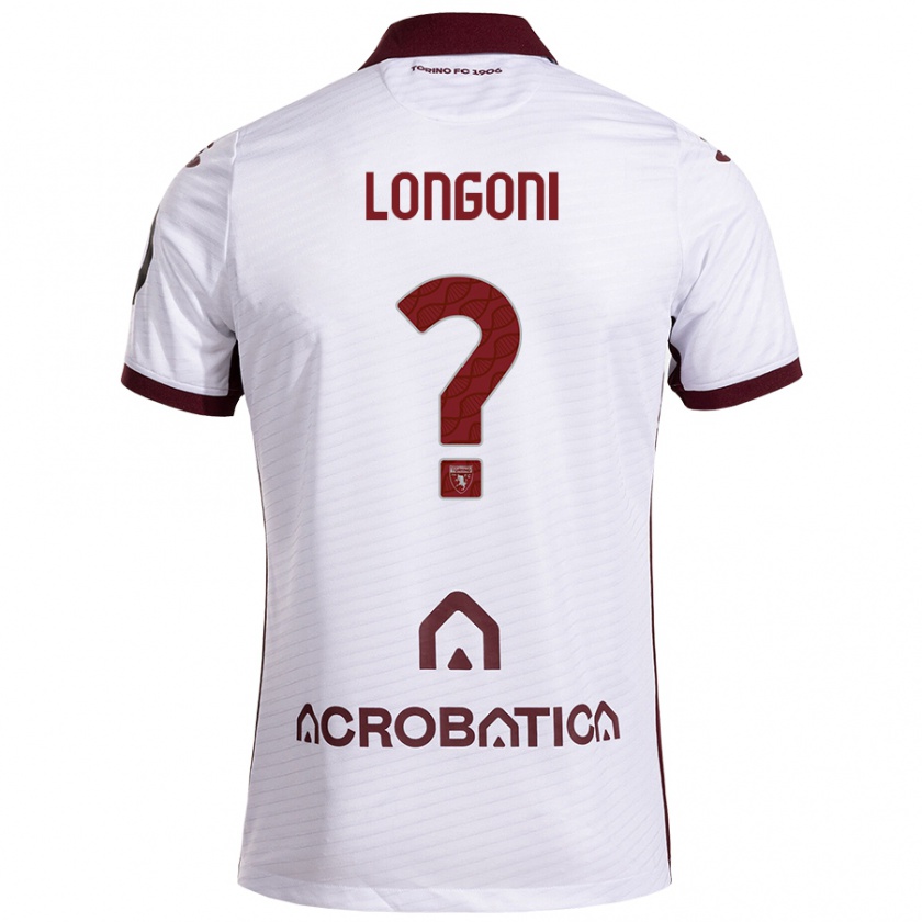 Kandiny Niño Camiseta Marco Longoni #0 Blanco Granate 2ª Equipación 2024/25 La Camisa Chile