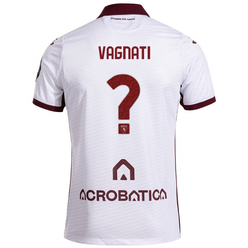 Kandiny Niño Camiseta Manuel Vagnati #0 Blanco Granate 2ª Equipación 2024/25 La Camisa Chile