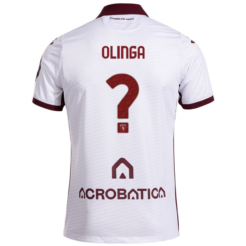 Kandiny Niño Camiseta Kenny Olinga #0 Blanco Granate 2ª Equipación 2024/25 La Camisa Chile