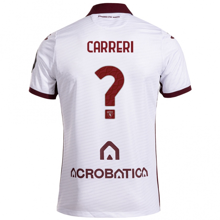 Kandiny Niño Camiseta Carlo Carreri #0 Blanco Granate 2ª Equipación 2024/25 La Camisa Chile