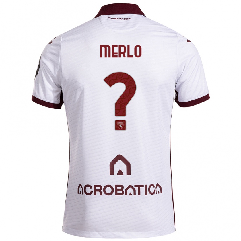 Kandiny Niño Camiseta Mattia Merlo #0 Blanco Granate 2ª Equipación 2024/25 La Camisa Chile