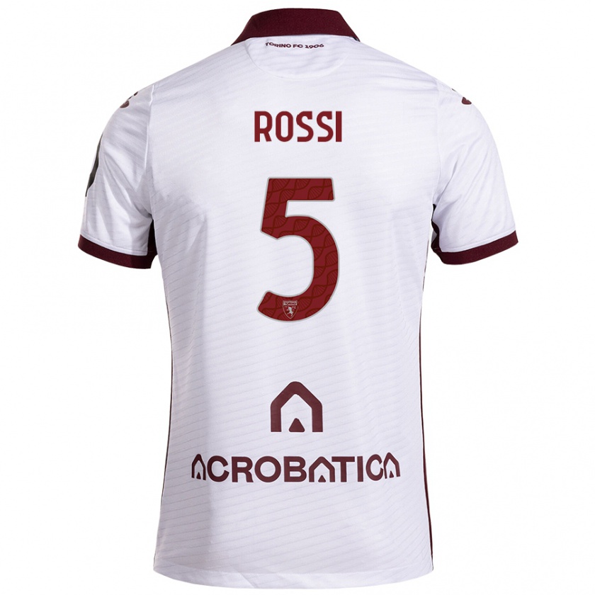 Kandiny Niño Camiseta Simone Rossi #5 Blanco Granate 2ª Equipación 2024/25 La Camisa Chile