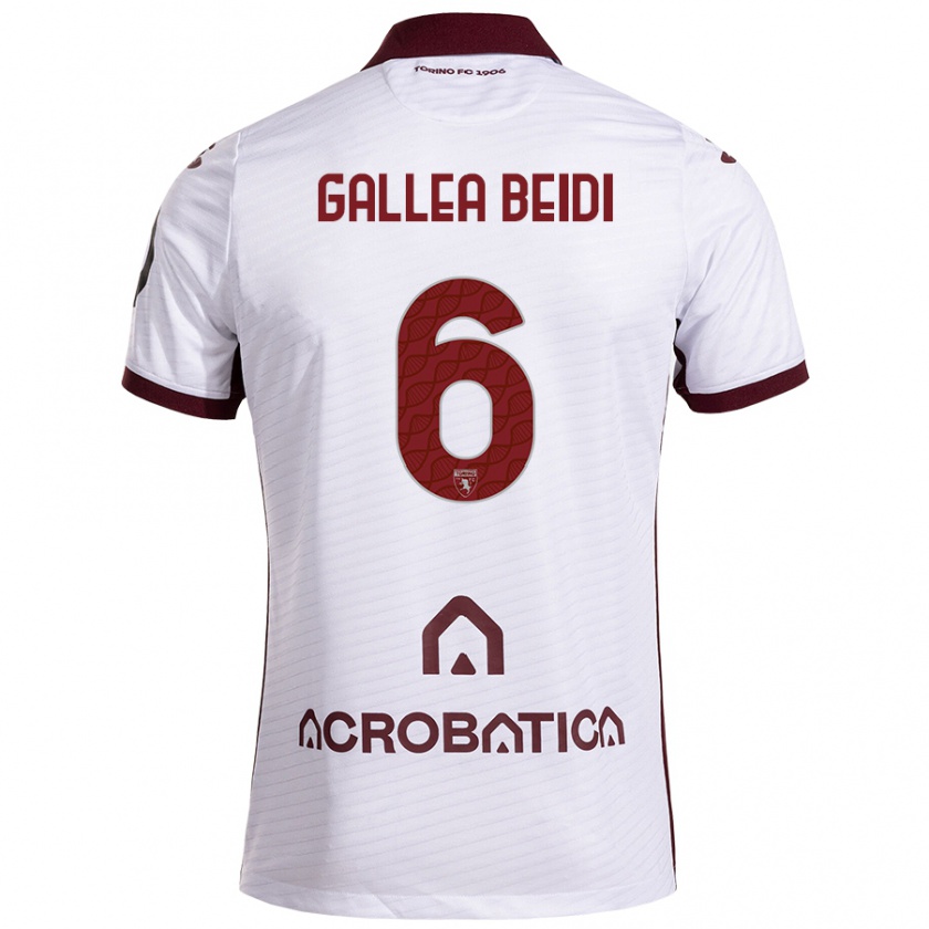 Kandiny Niño Camiseta Francesco Gallea Beidi #6 Blanco Granate 2ª Equipación 2024/25 La Camisa Chile