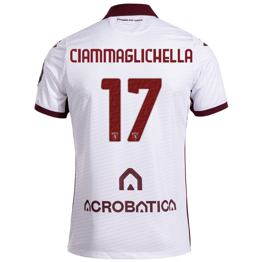 Kandiny Niño Camiseta Aaron Ciammaglichella #17 Blanco Granate 2ª Equipación 2024/25 La Camisa Chile