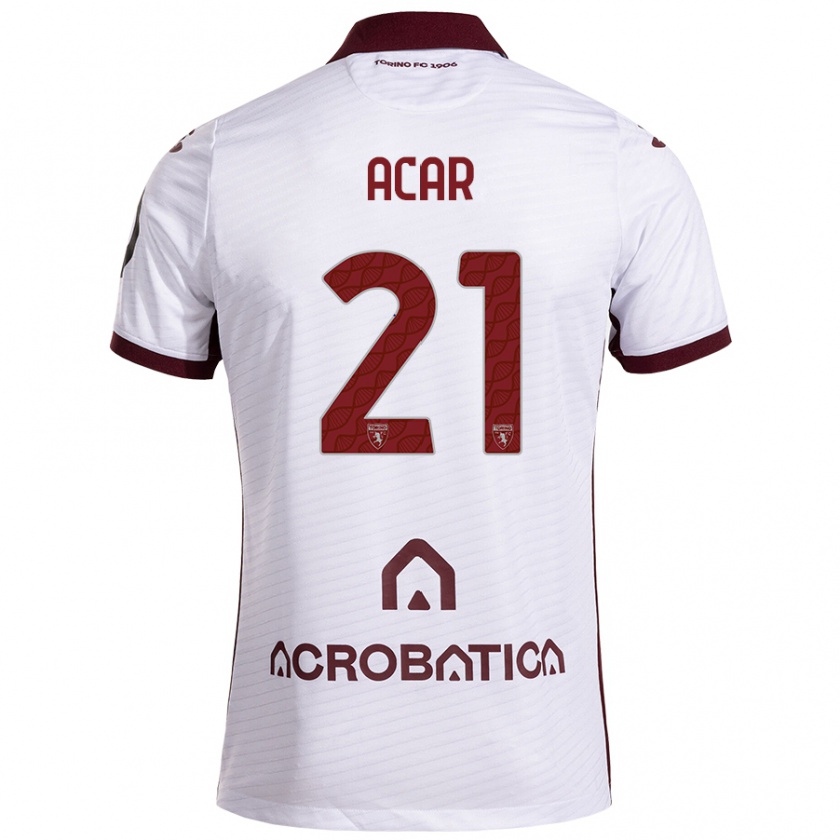 Kandiny Niño Camiseta Emirhan Acar #21 Blanco Granate 2ª Equipación 2024/25 La Camisa Chile