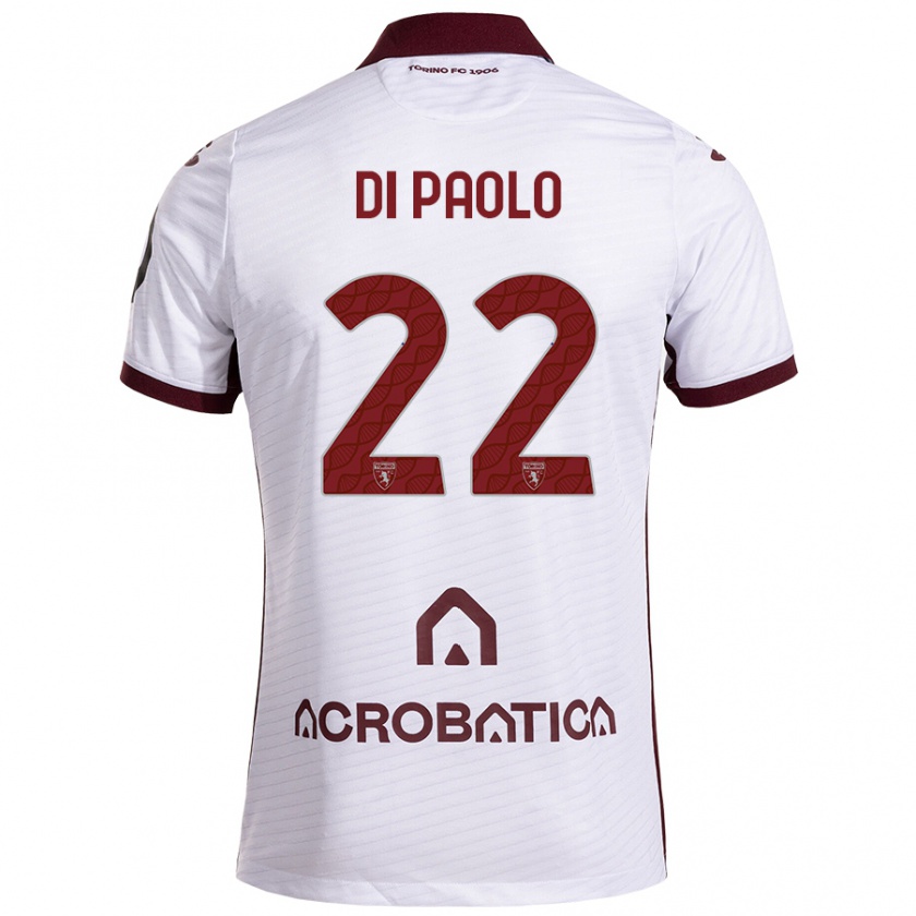 Kandiny Niño Camiseta Sebastiano Di Paolo #22 Blanco Granate 2ª Equipación 2024/25 La Camisa Chile