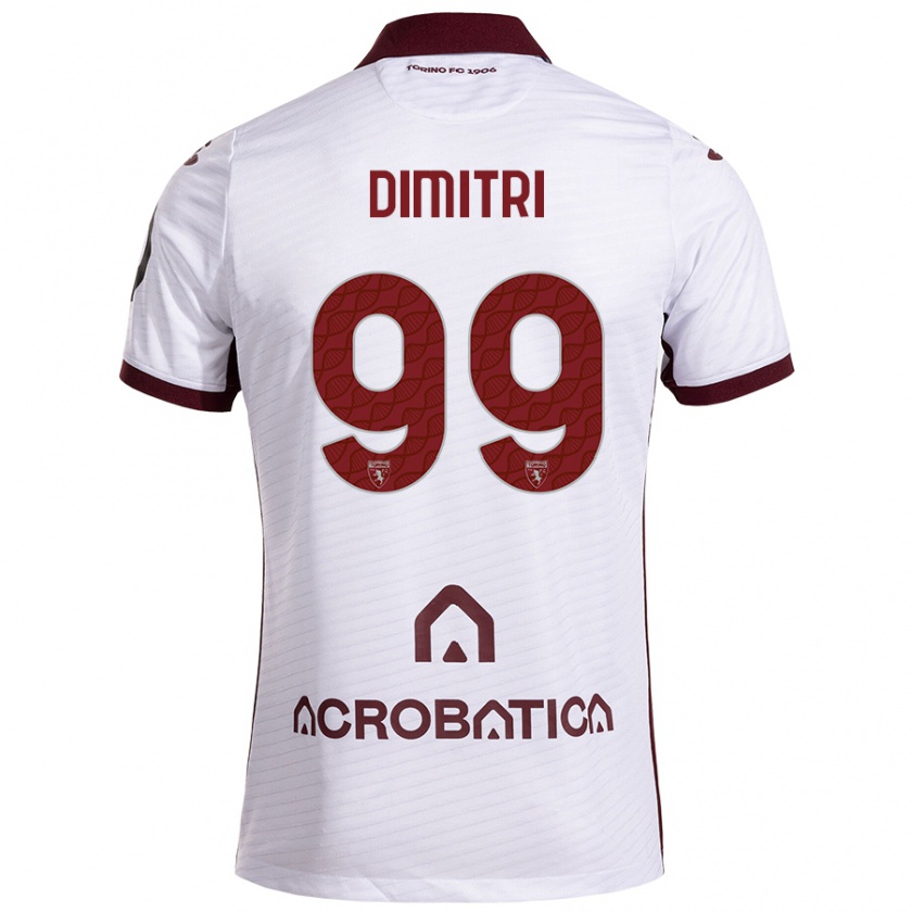 Kandiny Niño Camiseta Matteo Dimitri #99 Blanco Granate 2ª Equipación 2024/25 La Camisa Chile