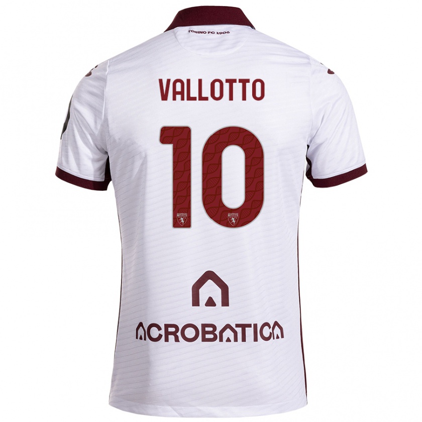 Kandiny Niño Camiseta Greta Vallotto #10 Blanco Granate 2ª Equipación 2024/25 La Camisa Chile