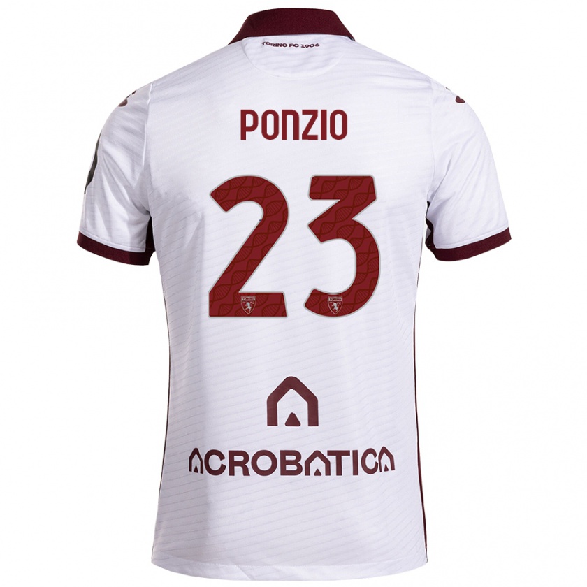 Kandiny Niño Camiseta Erika Ponzio #23 Blanco Granate 2ª Equipación 2024/25 La Camisa Chile