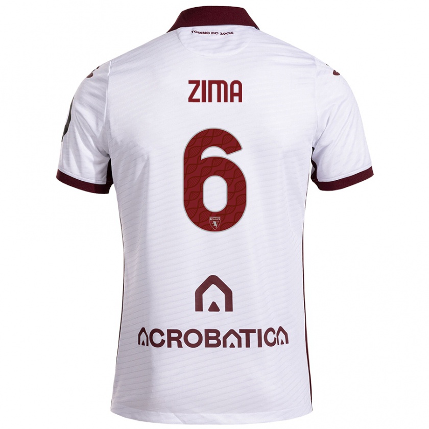 Kandiny Niño Camiseta David Zima #6 Blanco Granate 2ª Equipación 2024/25 La Camisa Chile