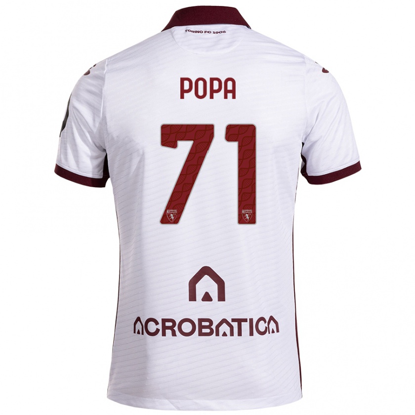 Kandiny Niño Camiseta Mihai Popa #71 Blanco Granate 2ª Equipación 2024/25 La Camisa Chile