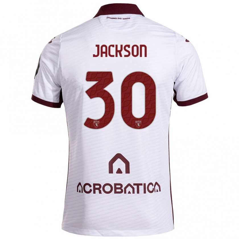 Kandiny Niño Camiseta Michael Jackson #30 Blanco Granate 2ª Equipación 2024/25 La Camisa Chile