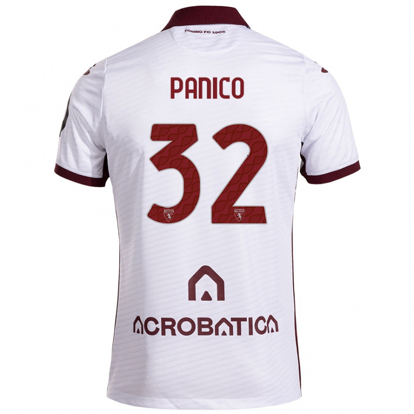 Kandiny Niño Camiseta Patrizia Panico #32 Blanco Granate 2ª Equipación 2024/25 La Camisa Chile