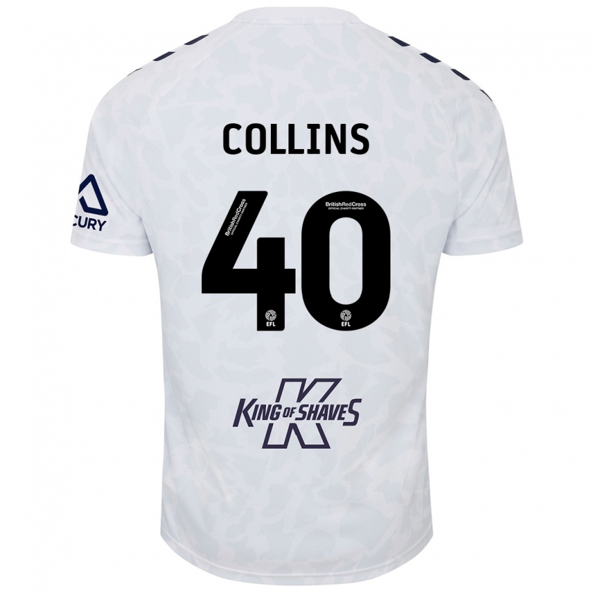 Kandiny Niño Camiseta Brad Collins #40 Blanco 2ª Equipación 2024/25 La Camisa Chile