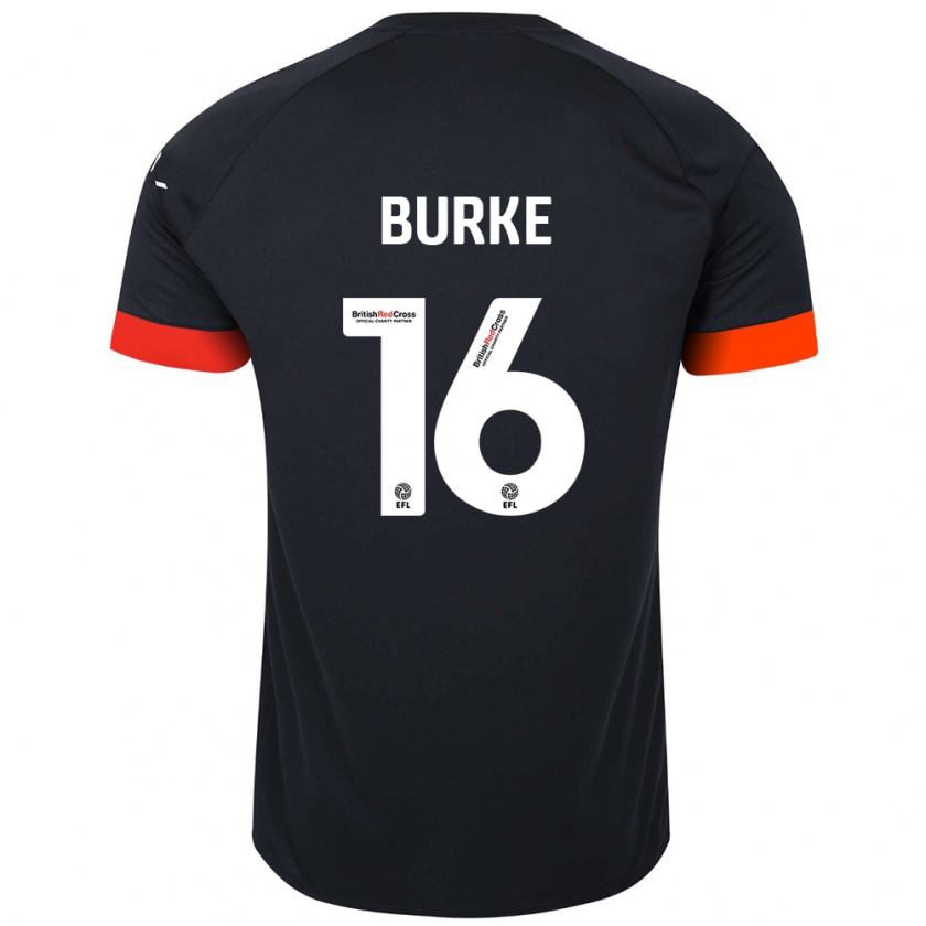 Kandiny Niño Camiseta Reece Burke #16 Negro Naranja 2ª Equipación 2024/25 La Camisa Chile