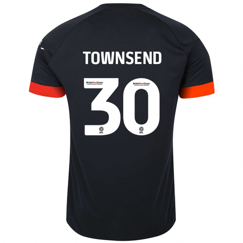 Kandiny Niño Camiseta Andros Townsend #30 Negro Naranja 2ª Equipación 2024/25 La Camisa Chile