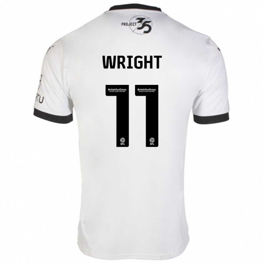 Kandiny Niño Camiseta Callum Wright #11 Blanco Negro 2ª Equipación 2024/25 La Camisa Chile