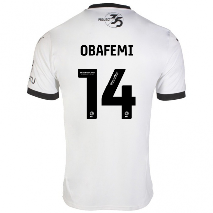 Kandiny Niño Camiseta Michael Obafemi #14 Blanco Negro 2ª Equipación 2024/25 La Camisa Chile