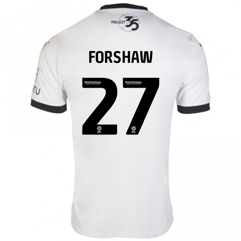 Kandiny Niño Camiseta Adam Forshaw #27 Blanco Negro 2ª Equipación 2024/25 La Camisa Chile