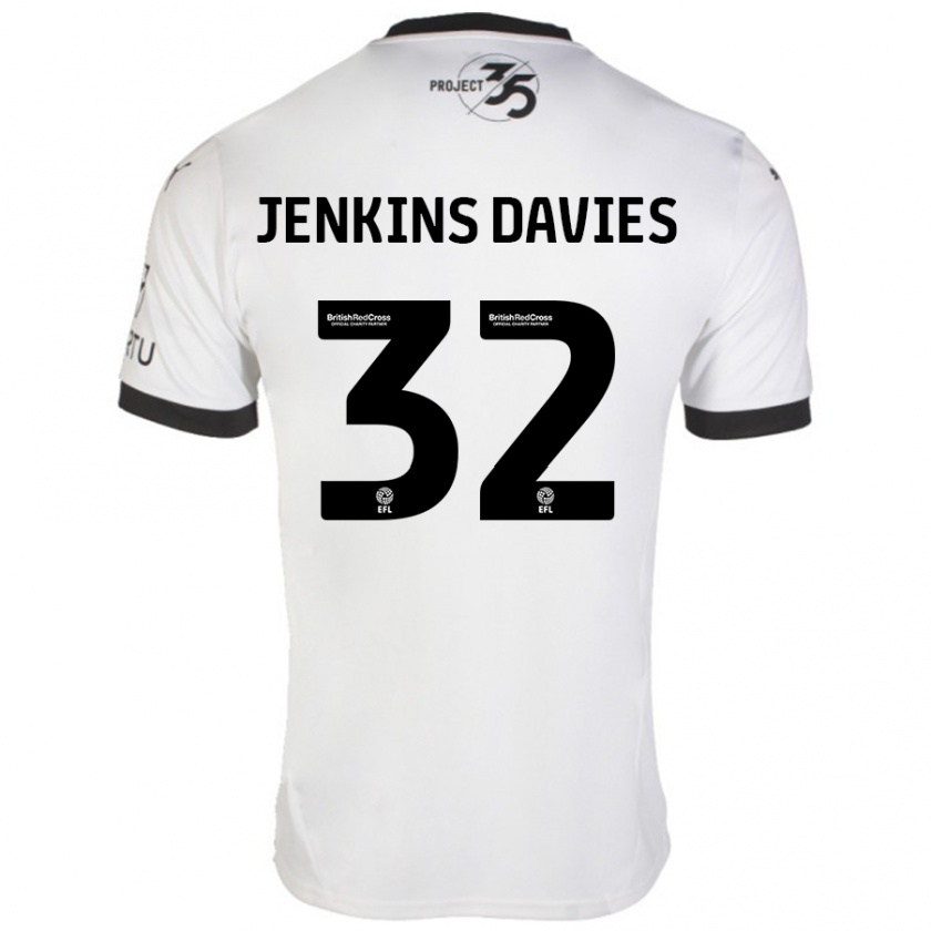 Kandiny Niño Camiseta Will Jenkins-Davies #32 Blanco Negro 2ª Equipación 2024/25 La Camisa Chile