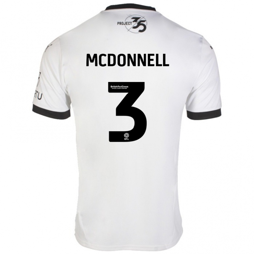 Kandiny Niño Camiseta Rosie Mcdonnell #3 Blanco Negro 2ª Equipación 2024/25 La Camisa Chile