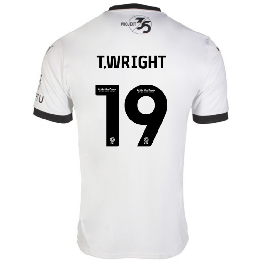 Kandiny Niño Camiseta Tyreik Wright #19 Blanco Negro 2ª Equipación 2024/25 La Camisa Chile