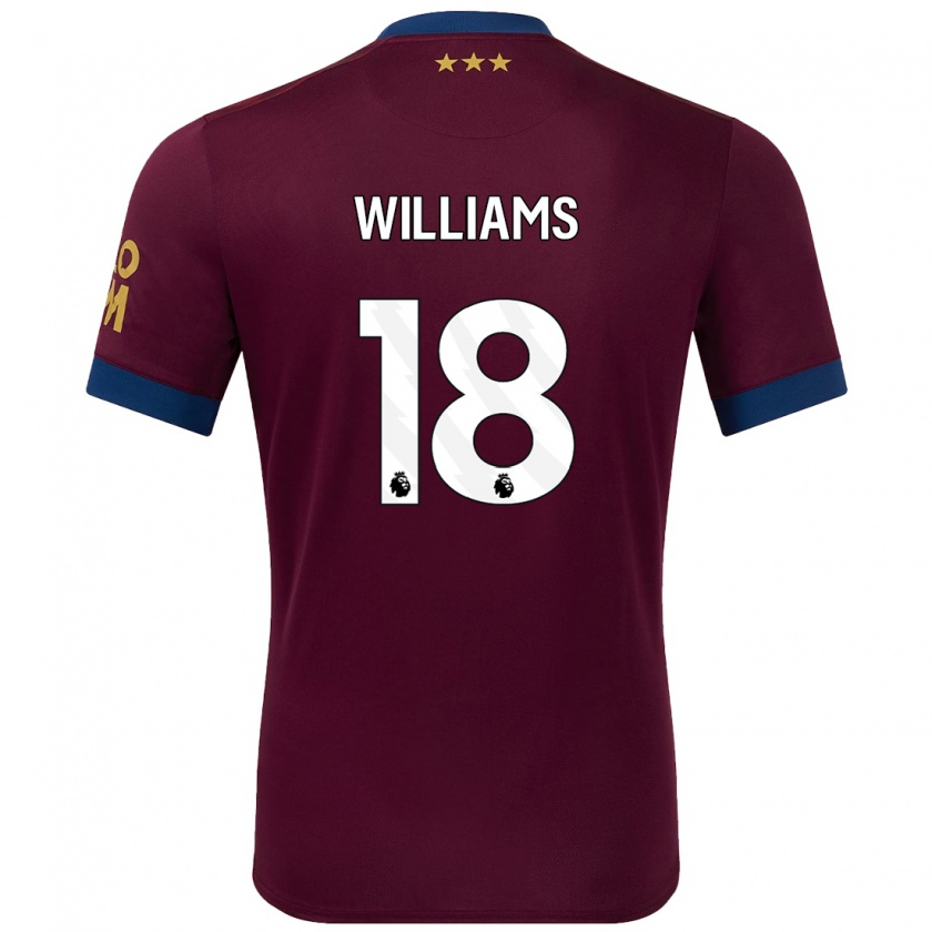 Kandiny Niño Camiseta Brandon Williams #18 Marrón 2ª Equipación 2024/25 La Camisa Chile