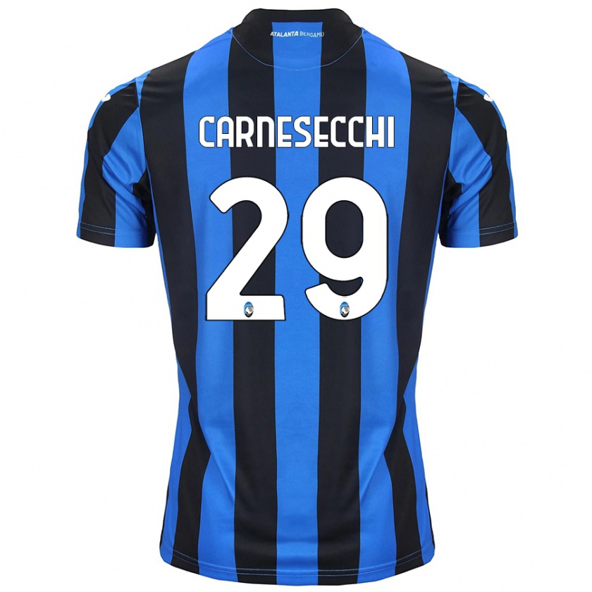 Kandiny Hombre Camiseta Marco Carnesecchi #29 Azul Negro 1ª Equipación 2024/25 La Camisa Chile