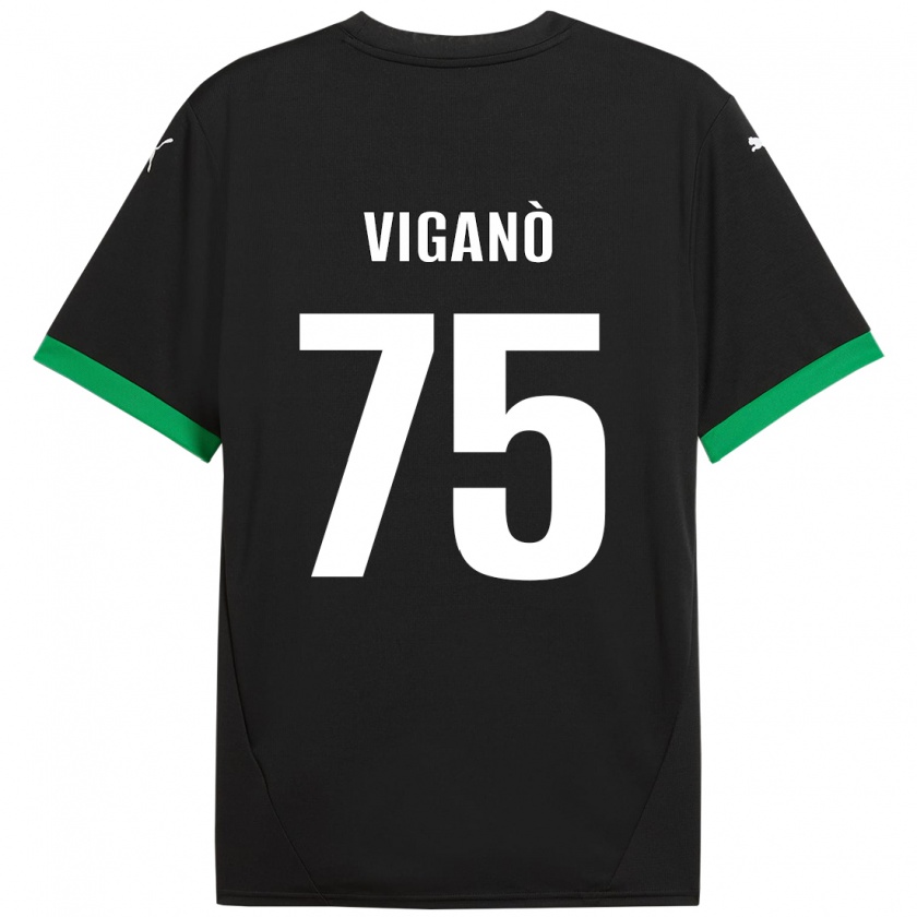 Kandiny Hombre Camiseta Lorenzo Viganò #75 Negro Verde Oscuro 1ª Equipación 2024/25 La Camisa Chile