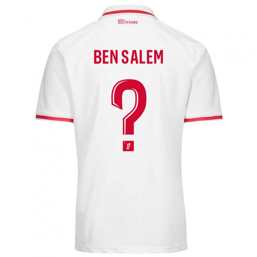 Kandiny Hombre Camiseta Oualid Ben Salem #0 Blanco Rojo 1ª Equipación 2024/25 La Camisa Chile