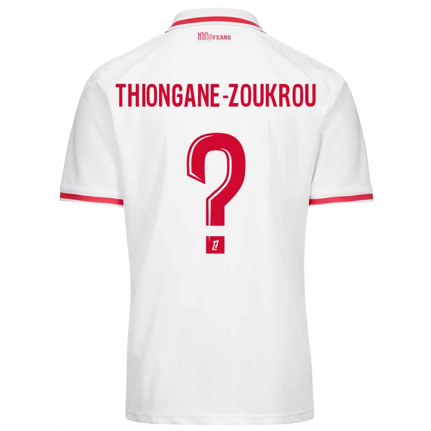 Kandiny Hombre Camiseta Ackah-Tidiane Thiongane-Zoukrou #0 Blanco Rojo 1ª Equipación 2024/25 La Camisa Chile