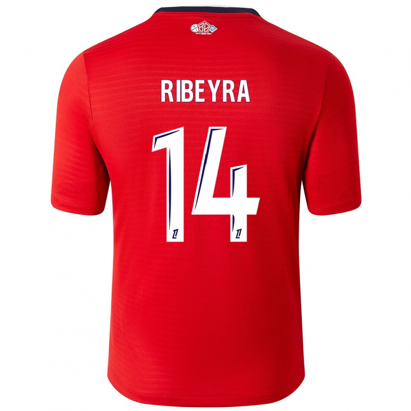 Kandiny Hombre Camiseta Anaïs Ribeyra #14 Rojo Blanco 1ª Equipación 2024/25 La Camisa Chile