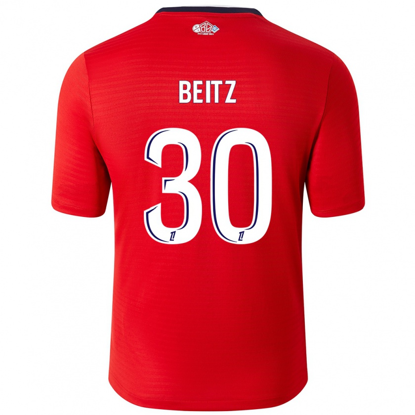 Kandiny Hombre Camiseta Taylor Beitz #30 Rojo Blanco 1ª Equipación 2024/25 La Camisa Chile