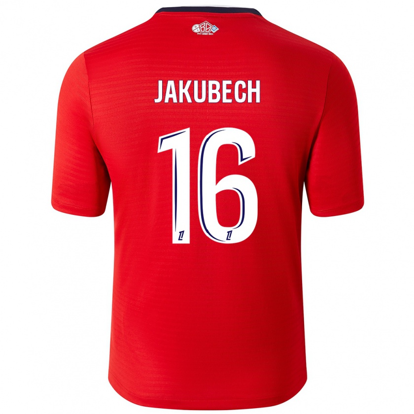 Kandiny Hombre Camiseta Adam Jakubech #16 Rojo Blanco 1ª Equipación 2024/25 La Camisa Chile