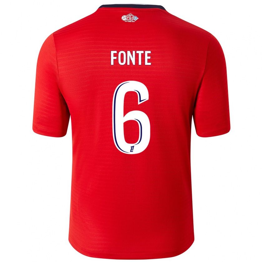 Kandiny Hombre Camiseta Jose Fonte #6 Rojo Blanco 1ª Equipación 2024/25 La Camisa Chile