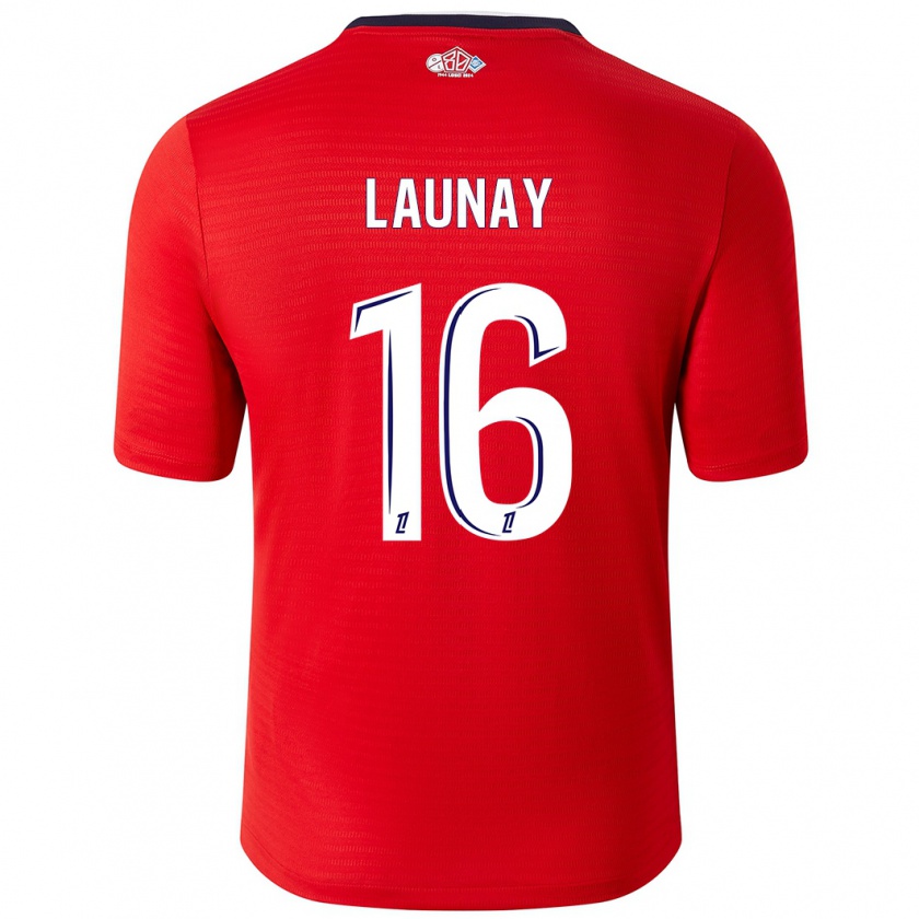 Kandiny Hombre Camiseta Elisa Launay #16 Rojo Blanco 1ª Equipación 2024/25 La Camisa Chile