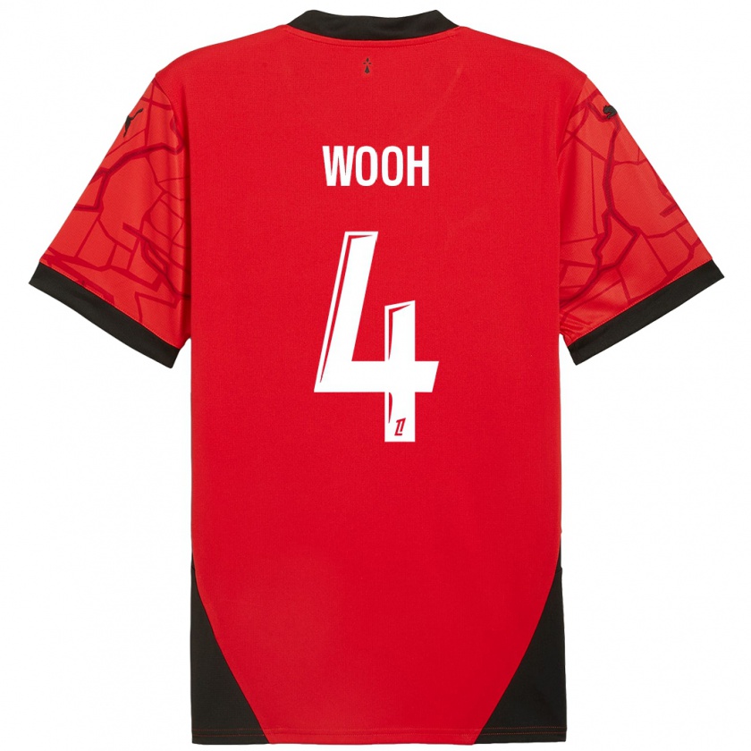 Kandiny Hombre Camiseta Christopher Wooh #4 Rojo Negro 1ª Equipación 2024/25 La Camisa Chile