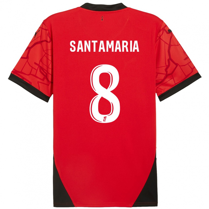 Kandiny Hombre Camiseta Baptiste Santamaria #8 Rojo Negro 1ª Equipación 2024/25 La Camisa Chile