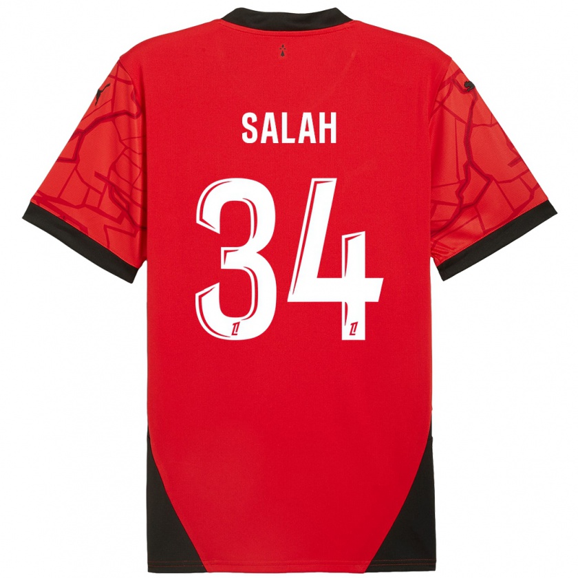 Kandiny Hombre Camiseta Ibrahim Salah #34 Rojo Negro 1ª Equipación 2024/25 La Camisa Chile