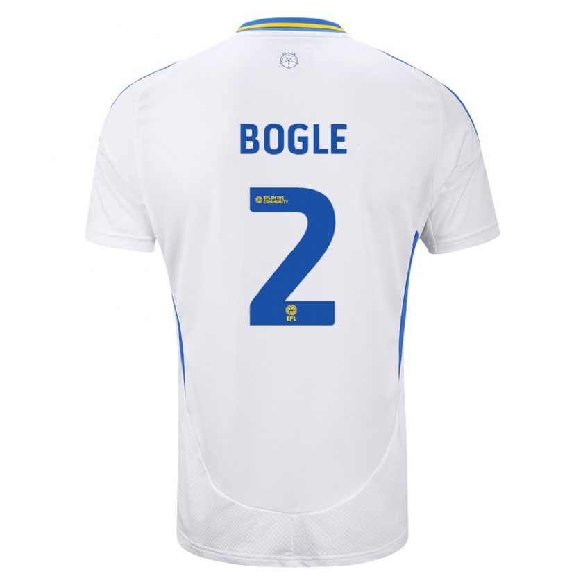 Kandiny Hombre Camiseta Jayden Bogle #2 Blanco Azul 1ª Equipación 2024/25 La Camisa Chile