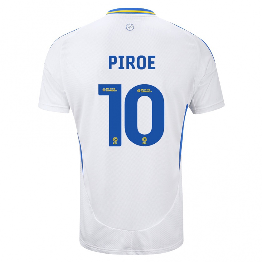 Kandiny Hombre Camiseta Joël Piroe #10 Blanco Azul 1ª Equipación 2024/25 La Camisa Chile