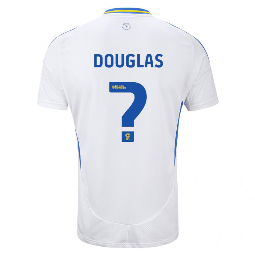 Kandiny Hombre Camiseta Connor Douglas #0 Blanco Azul 1ª Equipación 2024/25 La Camisa Chile