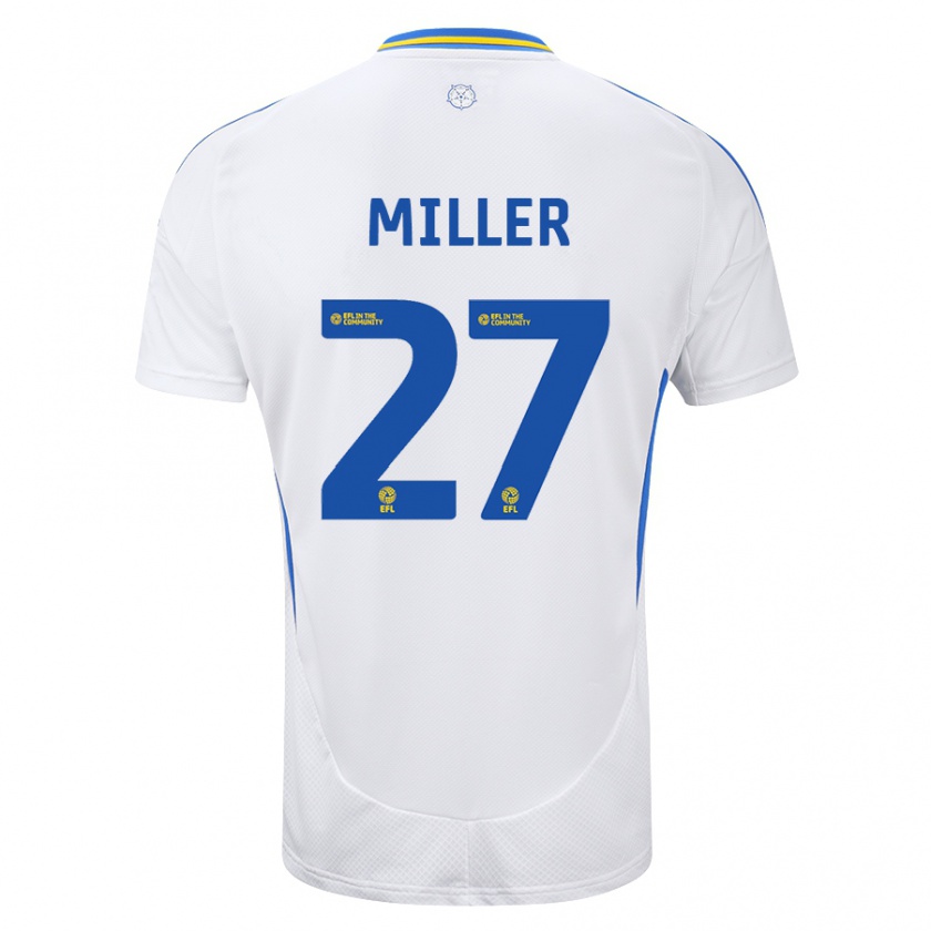 Kandiny Hombre Camiseta Amari Miller #27 Blanco Azul 1ª Equipación 2024/25 La Camisa Chile