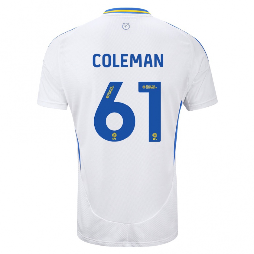 Kandiny Hombre Camiseta Cian Coleman #61 Blanco Azul 1ª Equipación 2024/25 La Camisa Chile