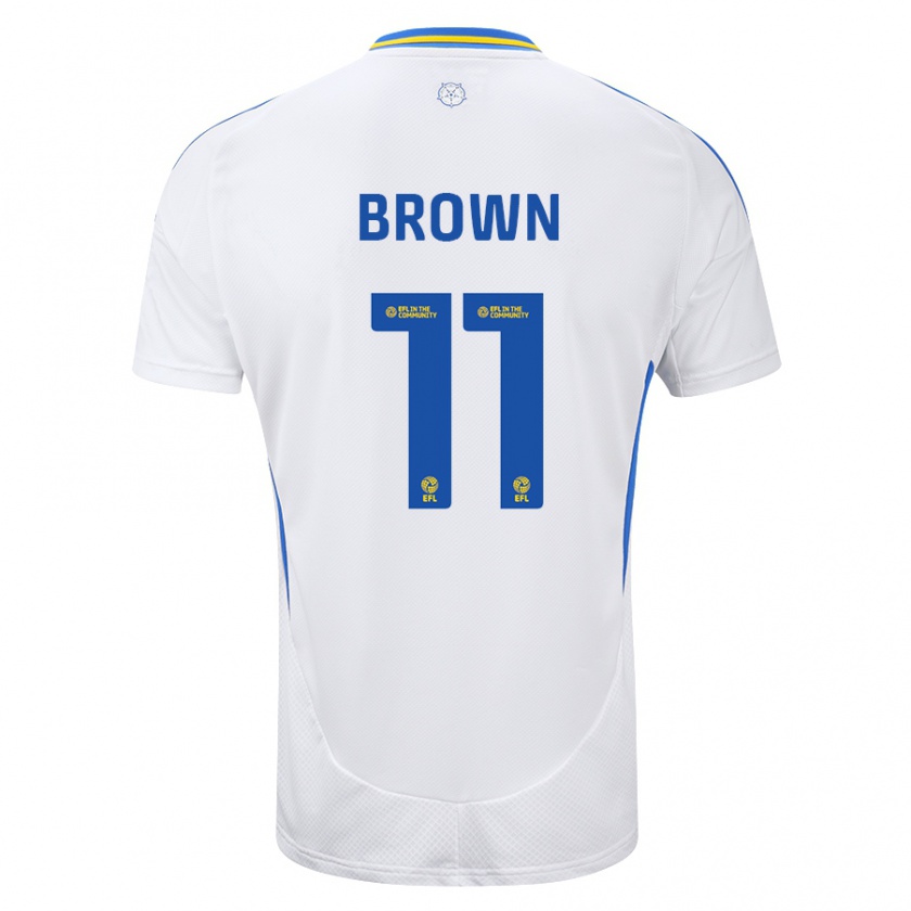 Kandiny Hombre Camiseta Abbie Brown #11 Blanco Azul 1ª Equipación 2024/25 La Camisa Chile