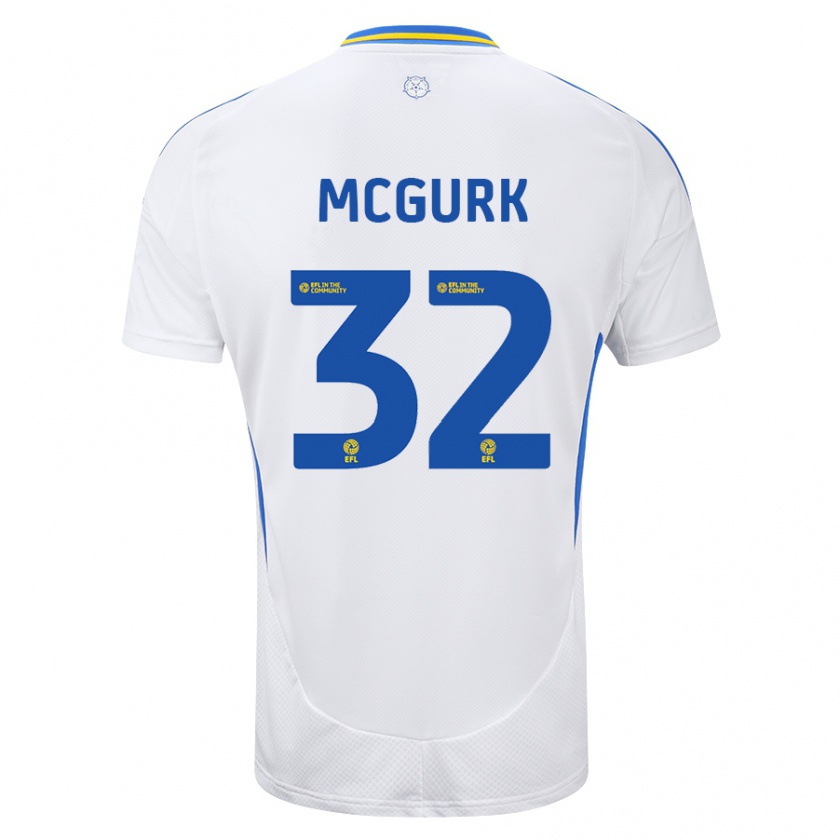 Kandiny Hombre Camiseta Sean Mcgurk #32 Blanco Azul 1ª Equipación 2024/25 La Camisa Chile