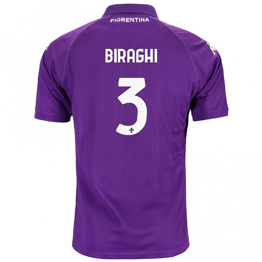 Kandiny Hombre Camiseta Cristiano Biraghi #3 Morado 1ª Equipación 2024/25 La Camisa Chile