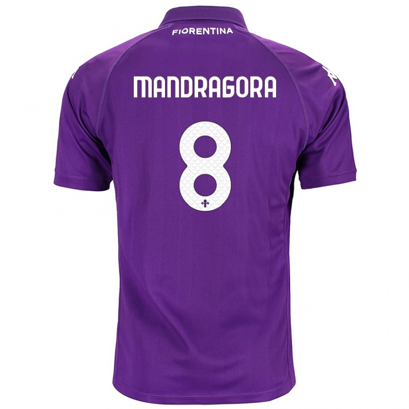 Kandiny Hombre Camiseta Rolando Mandragora #8 Morado 1ª Equipación 2024/25 La Camisa Chile