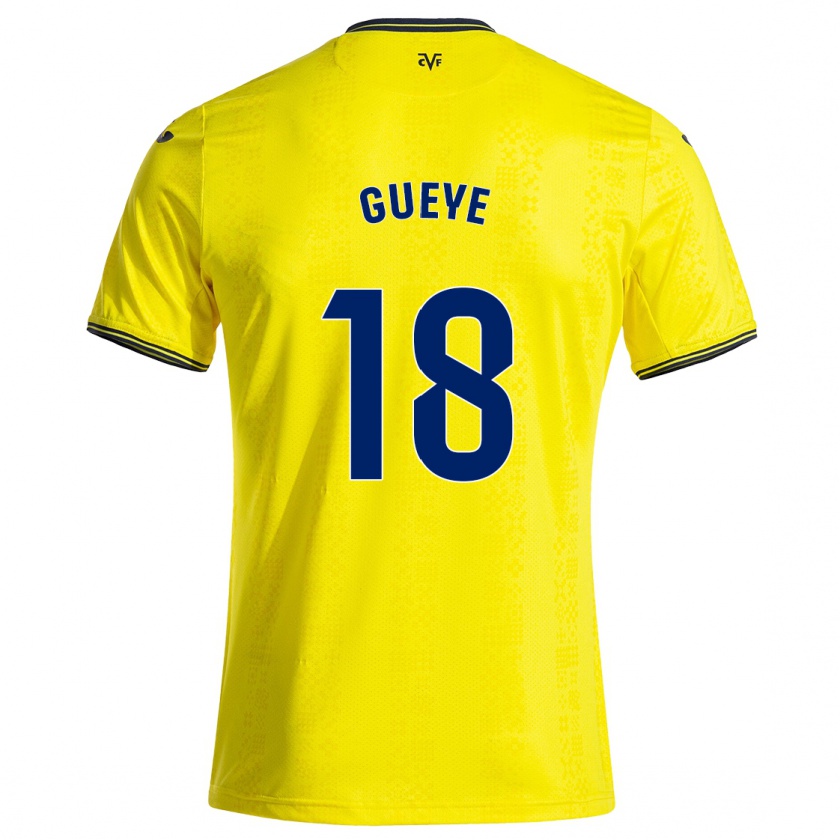 Kandiny Hombre Camiseta Pape Gueye #18 Amarillo Negro 1ª Equipación 2024/25 La Camisa Chile